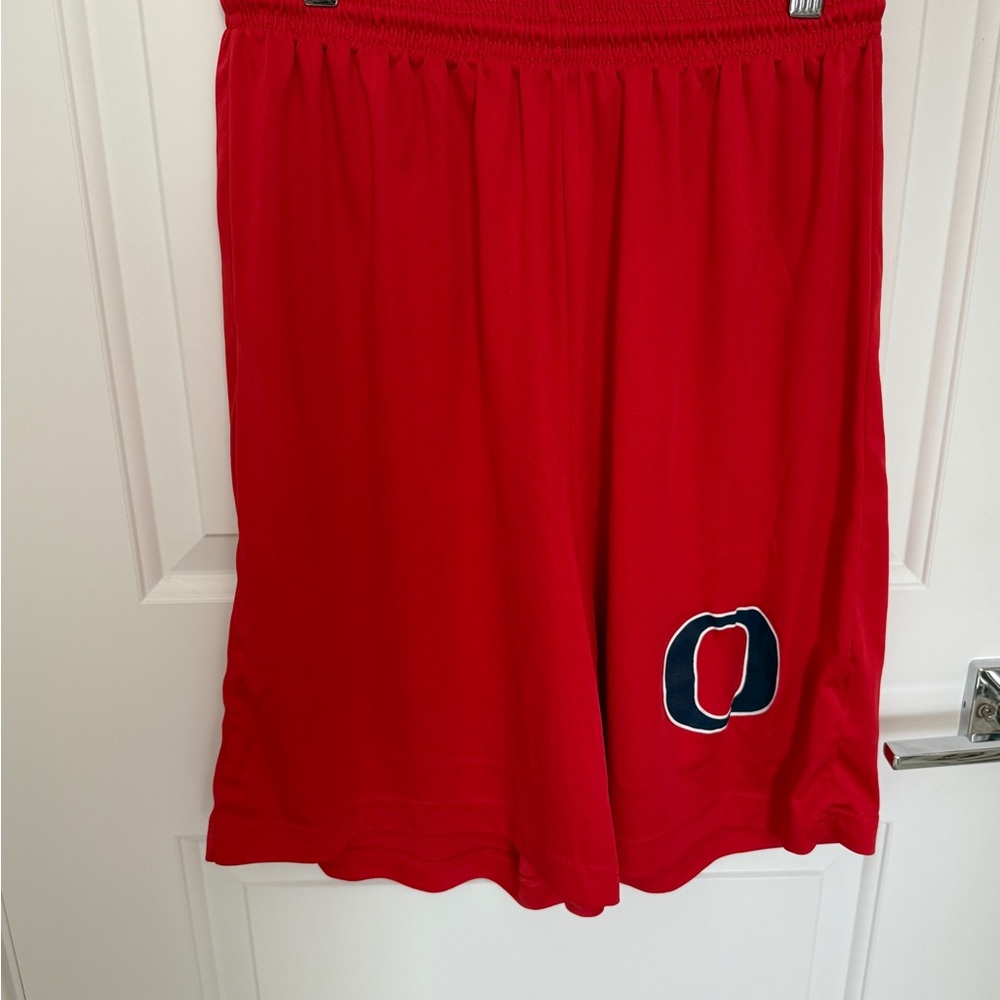 Sport-Tek | Red Athletic Shorts with Bold Logo (Men’s M)
